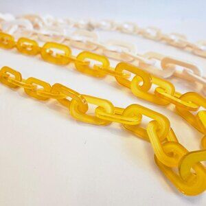(2) chunky acrylic/resin chain necklace - beige/onyx (18" long)
